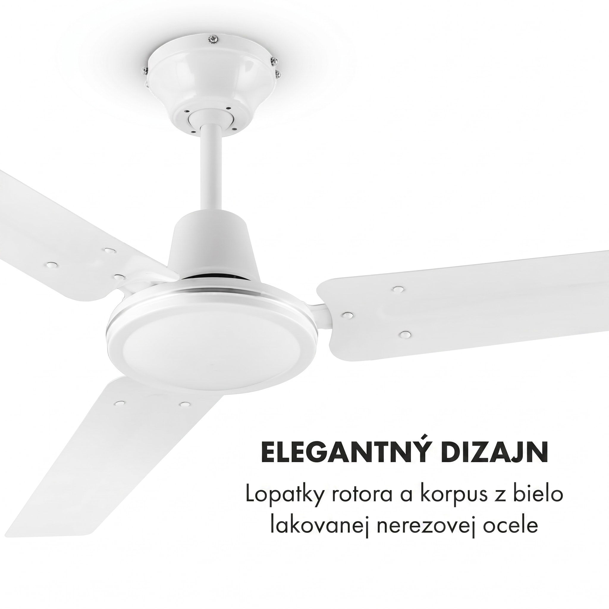 Klarstein Spin Doctor, stropný ventilátor, 55 W, 122 cm, 3 ramená, nehrdzavejúca oceľ, biely – Obrázok 4