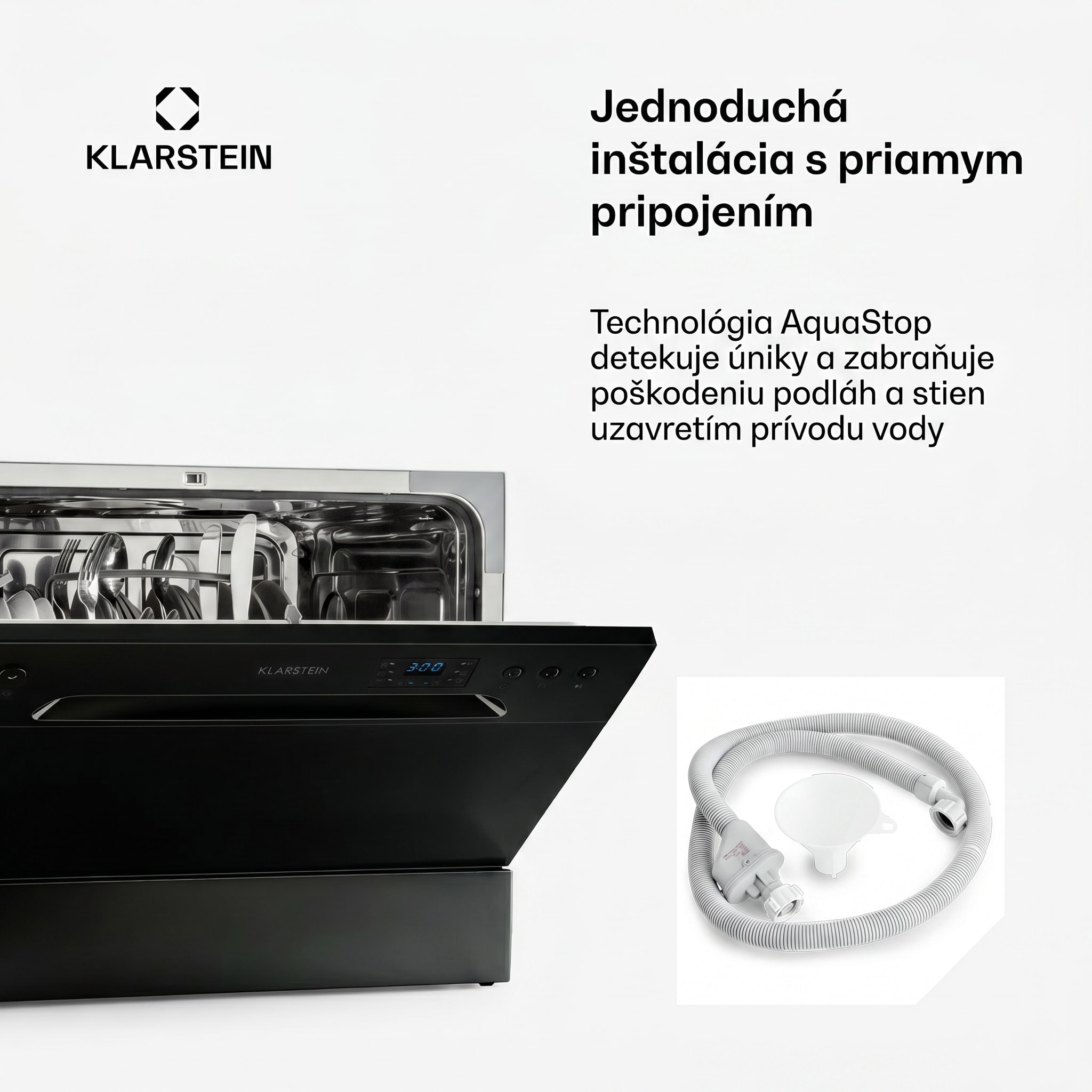 Klarstein Amazonia 6, umývačka riadu, 1380 W, na 6 súprav riadu, energet. trieda F, 49 dB, tlačidlové ovládanie – Obrázok 3