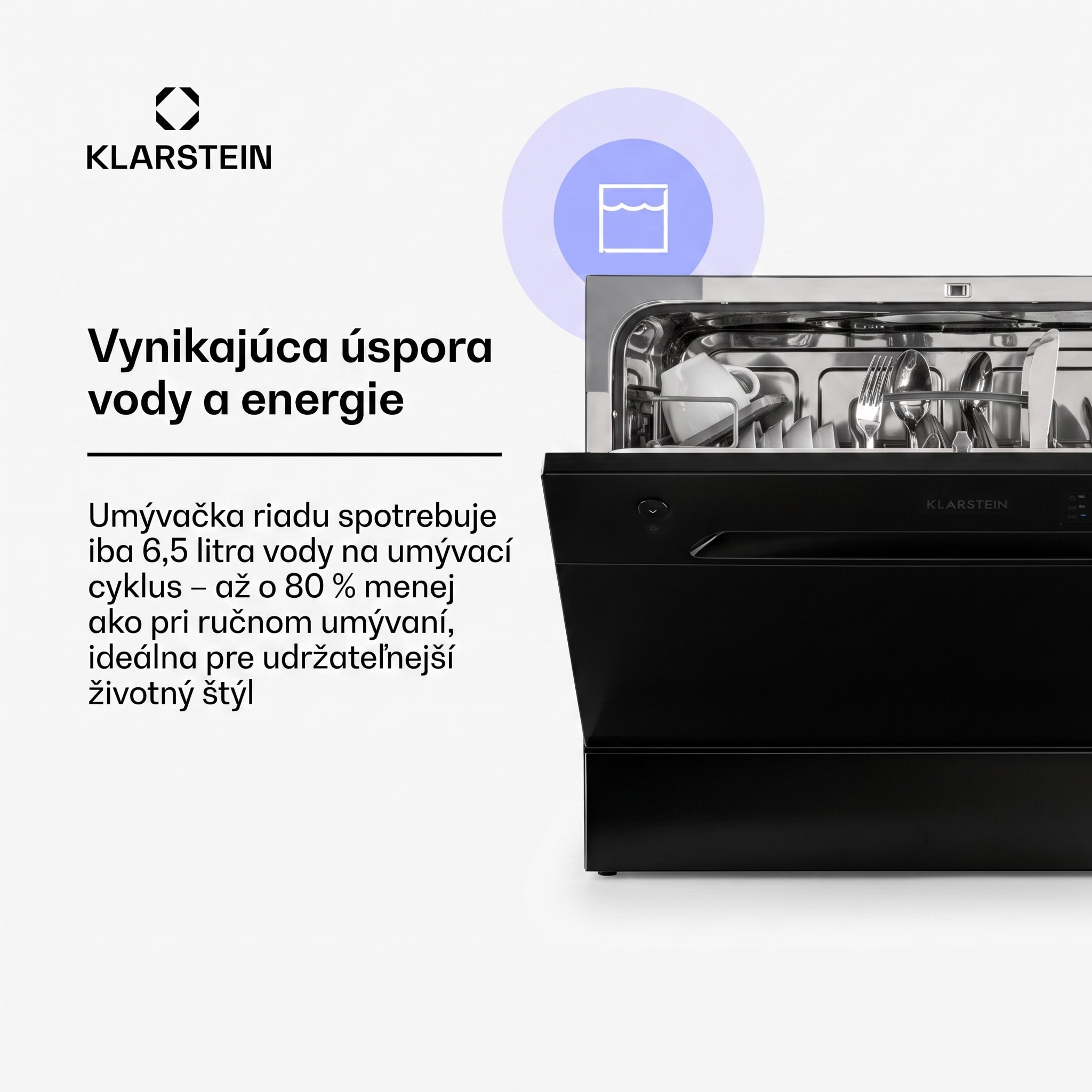 Klarstein Amazonia 6, umývačka riadu, 1380 W, na 6 súprav riadu, energet. trieda F, 49 dB, tlačidlové ovládanie – Obrázok 4