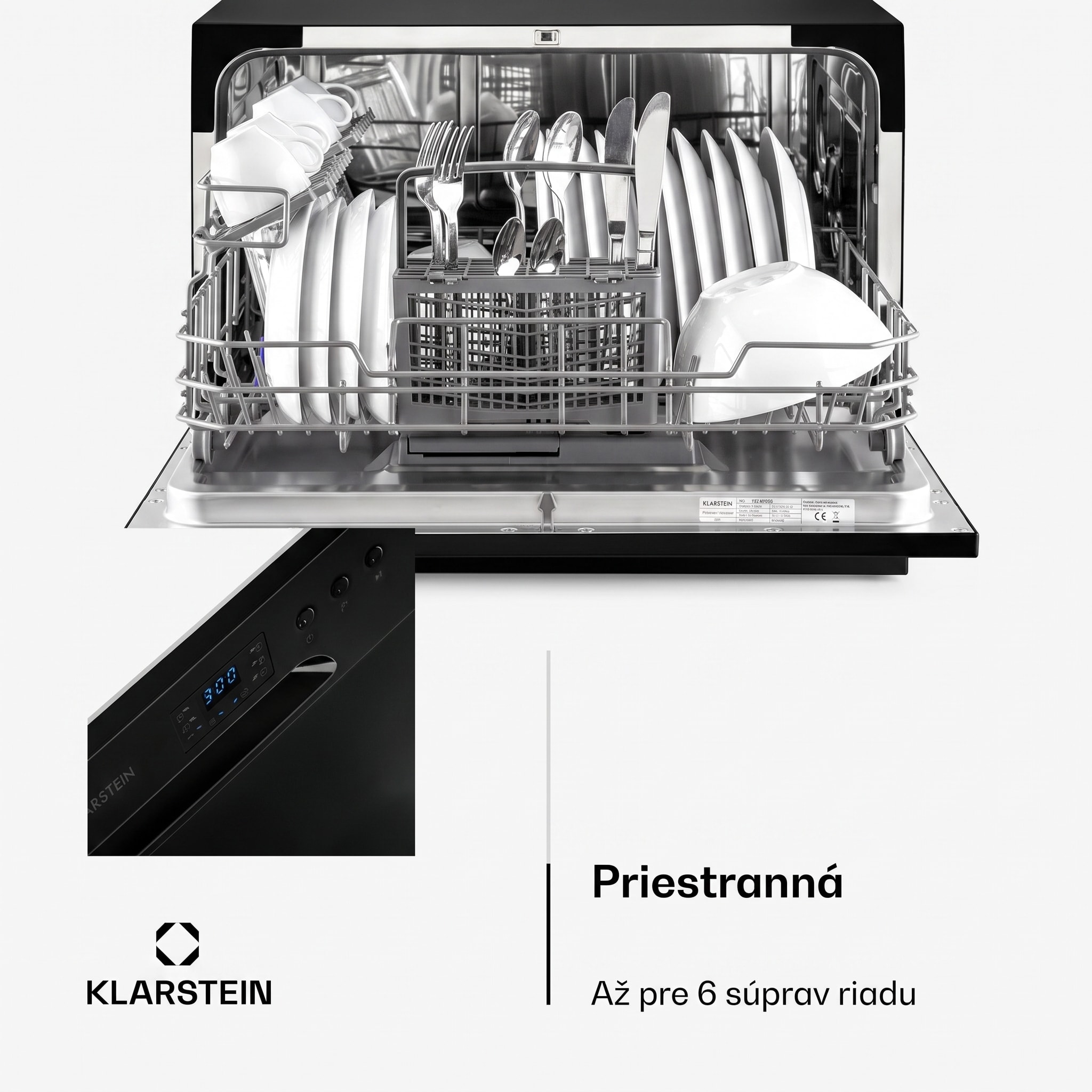 Klarstein Amazonia 6, umývačka riadu, 1380 W, na 6 súprav riadu, energet. trieda F, 49 dB, tlačidlové ovládanie – Obrázok 5