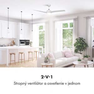 Klarstein Figo, stropný ventilátor, 52", 55 W, stropná lampa, 2 x 42 W, diaľkový ovládač, biely