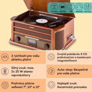 Auna Belle Epoque 1908 DAB retro stereo systém gramofón DAB+