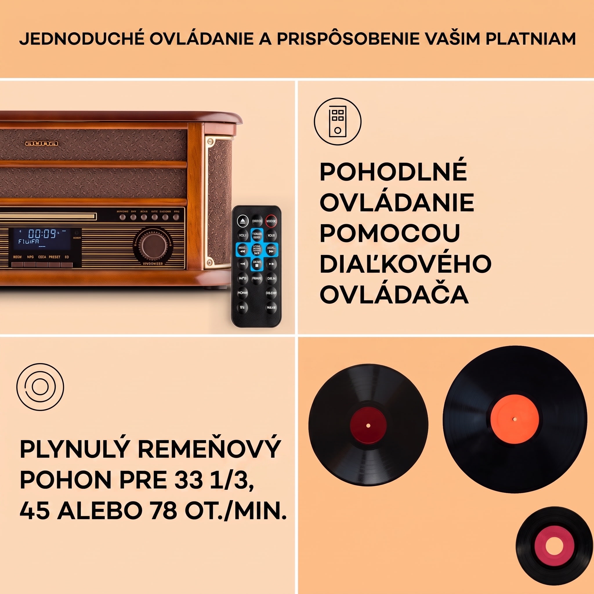 Auna Belle Epoque 1908 DAB retro stereo systém gramofón DAB+ – Obrázok 3