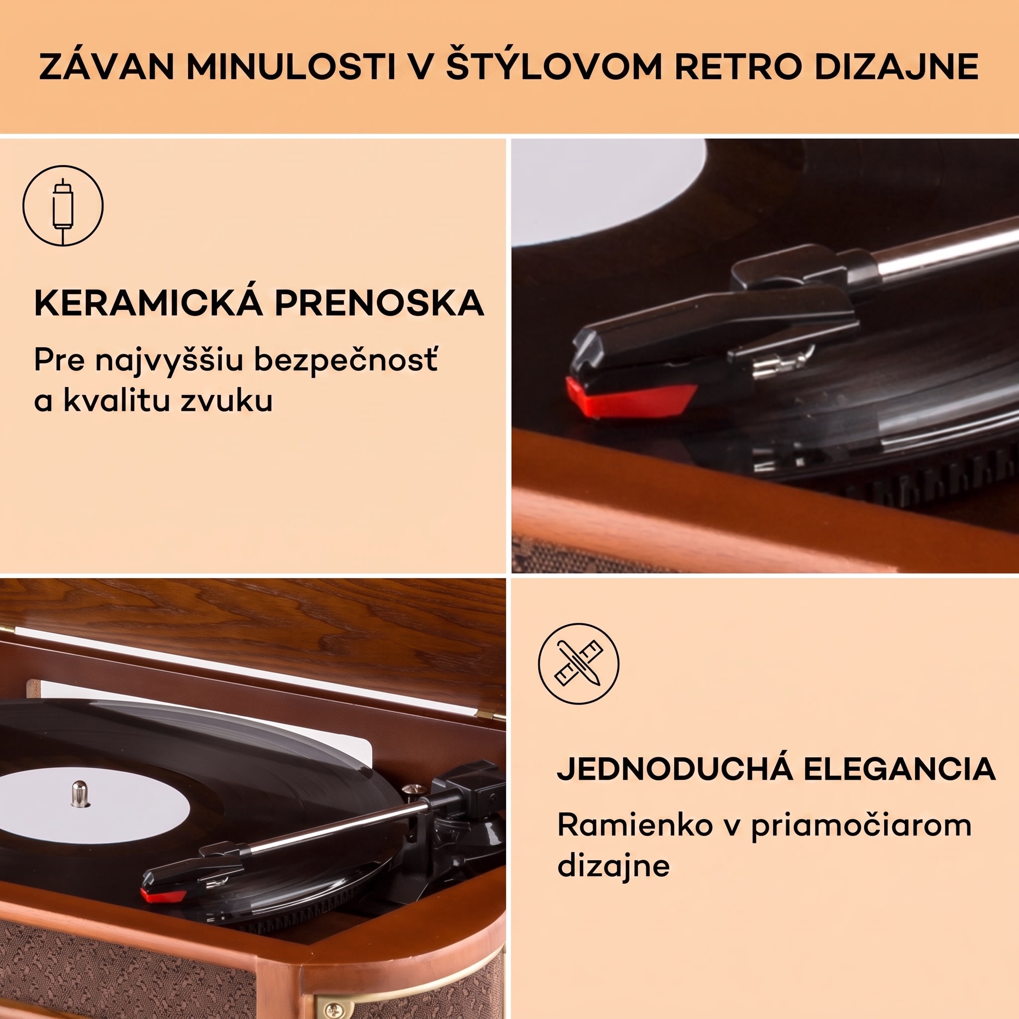 Auna Belle Epoque 1908 DAB retro stereo systém gramofón DAB+ – Obrázok 4