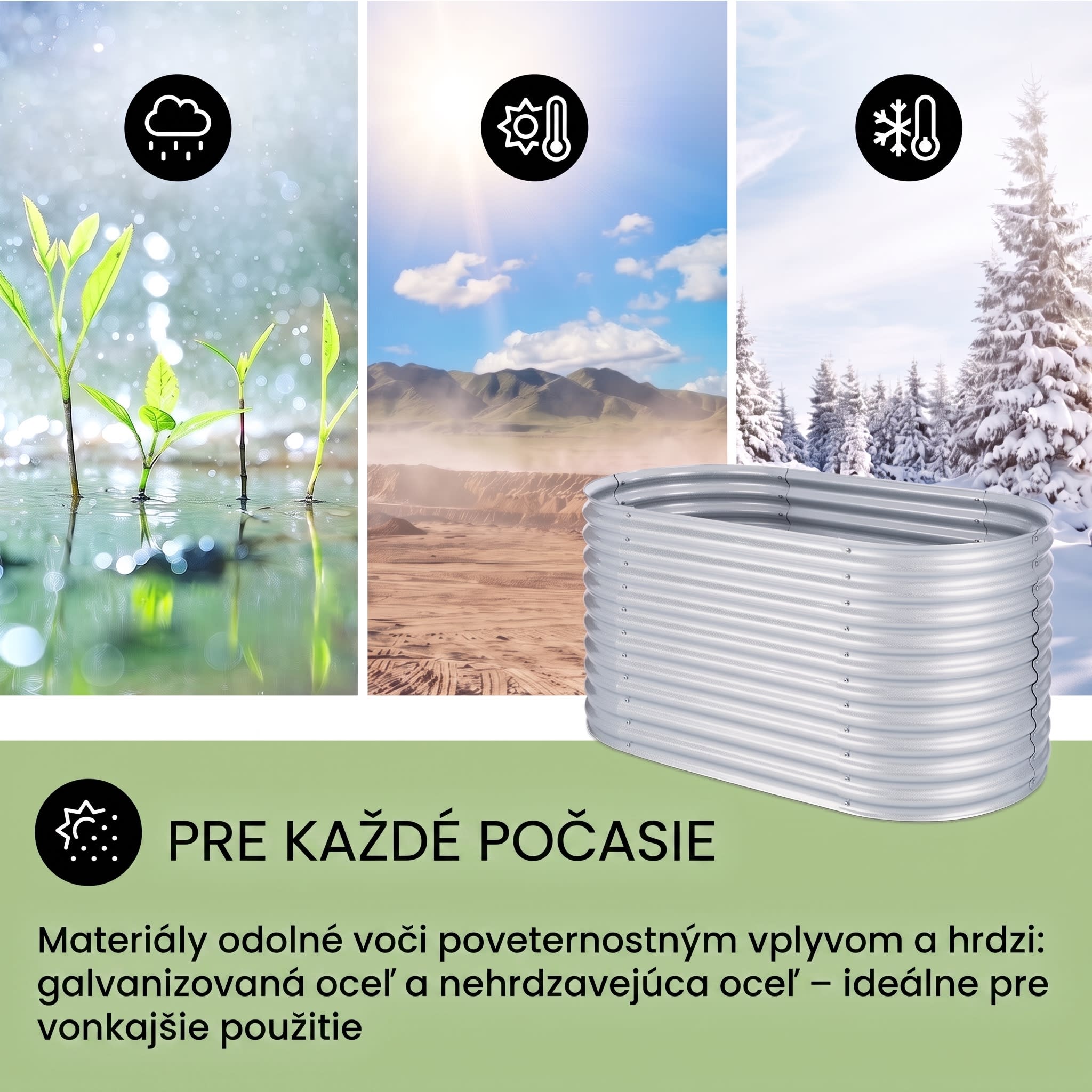 Blumfeldt High Grow, vyvýšený záhon, 1.6 m, pozinkovaný hliník, strieborný