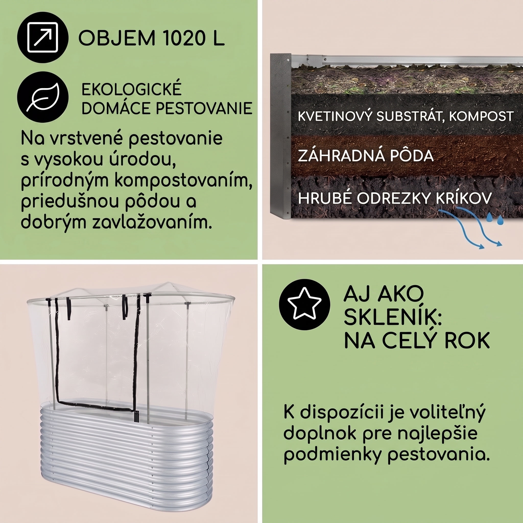 Blumfeldt High Grow, vyvýšený záhon, 1.6 m, pozinkovaný hliník, strieborný – Obrázok 3