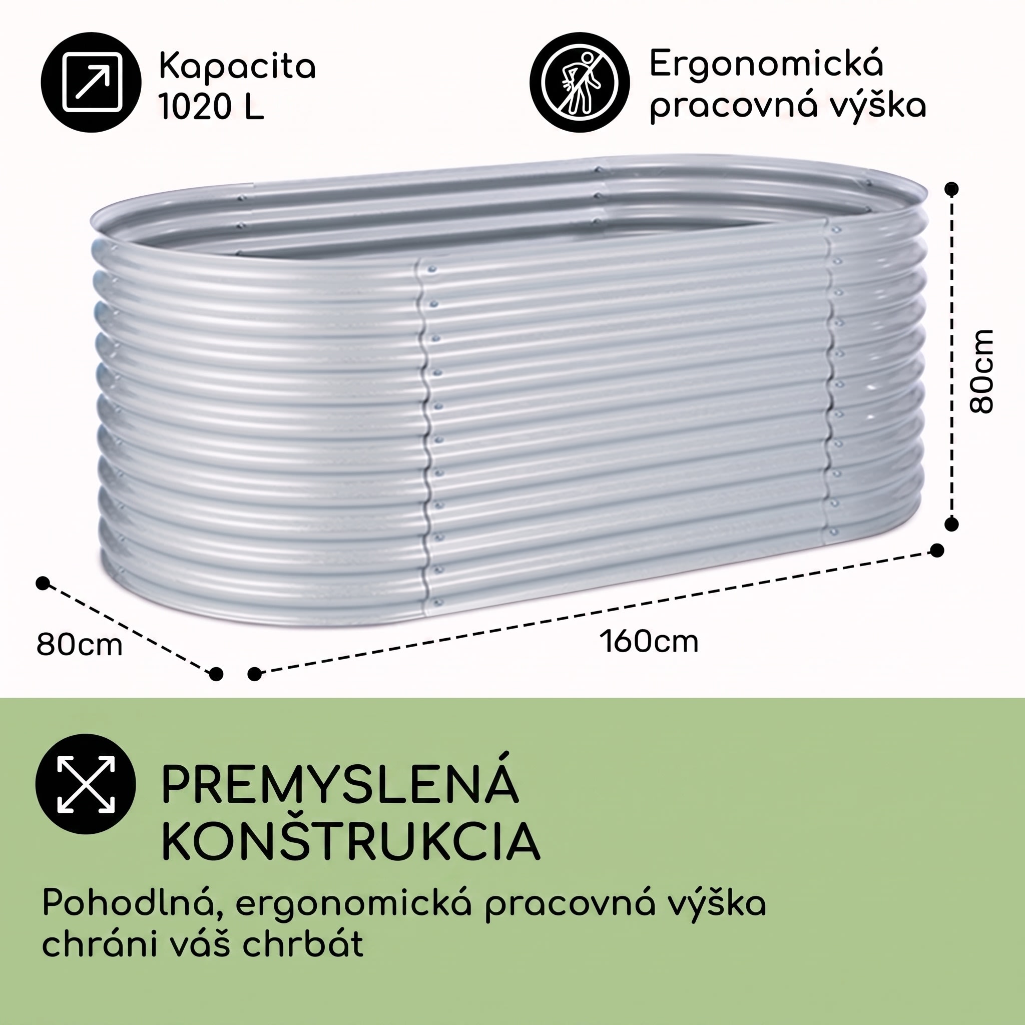 Blumfeldt High Grow, vyvýšený záhon, 1.6 m, pozinkovaný hliník, strieborný – Obrázok 4