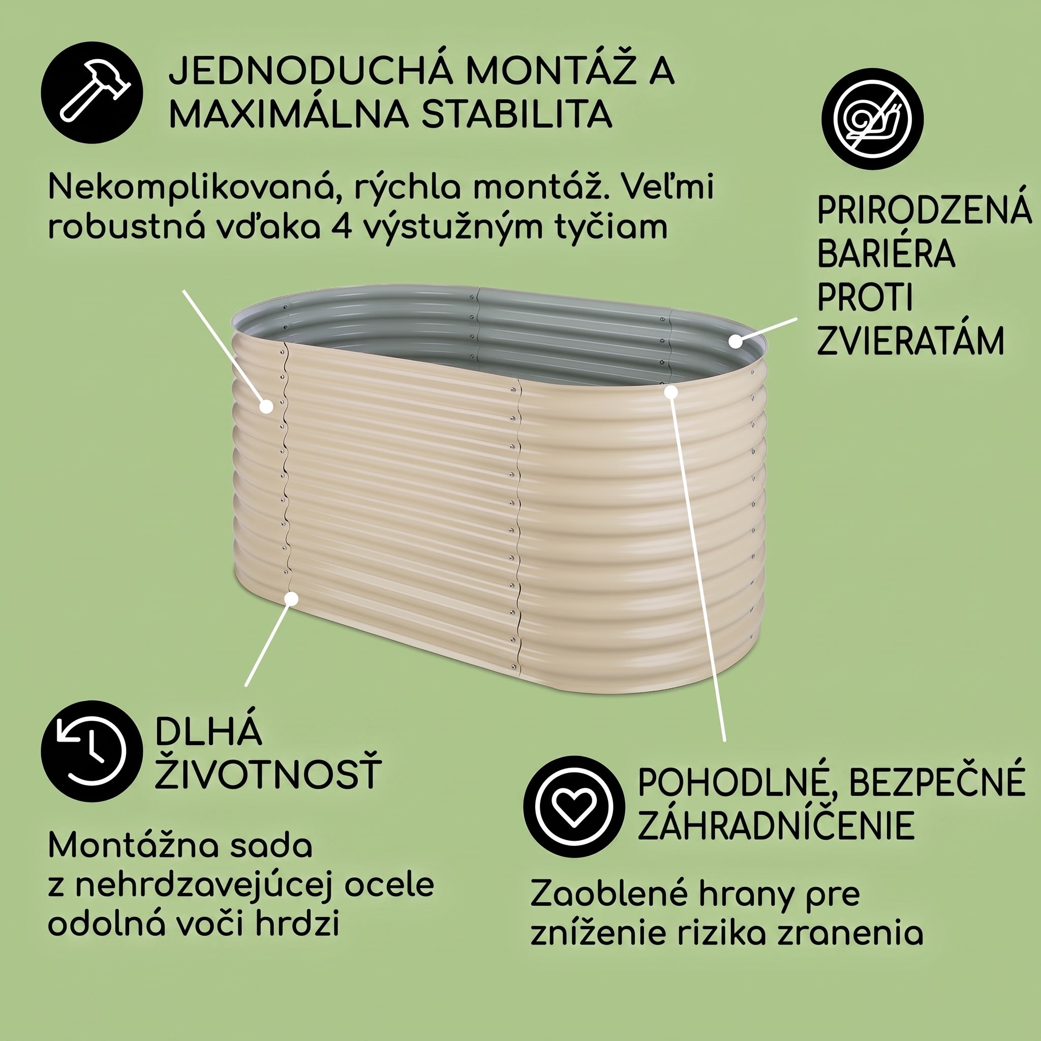 Blumfeldt High Grow, vyvýšený záhon, 1.6 m, pozinkovaný hliník, béžový – Obrázok 2