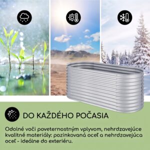 Blumfeldt High Grow vyvýšený záhon záhradný záhon 2,0 m pozinkovaný hliník strieborný