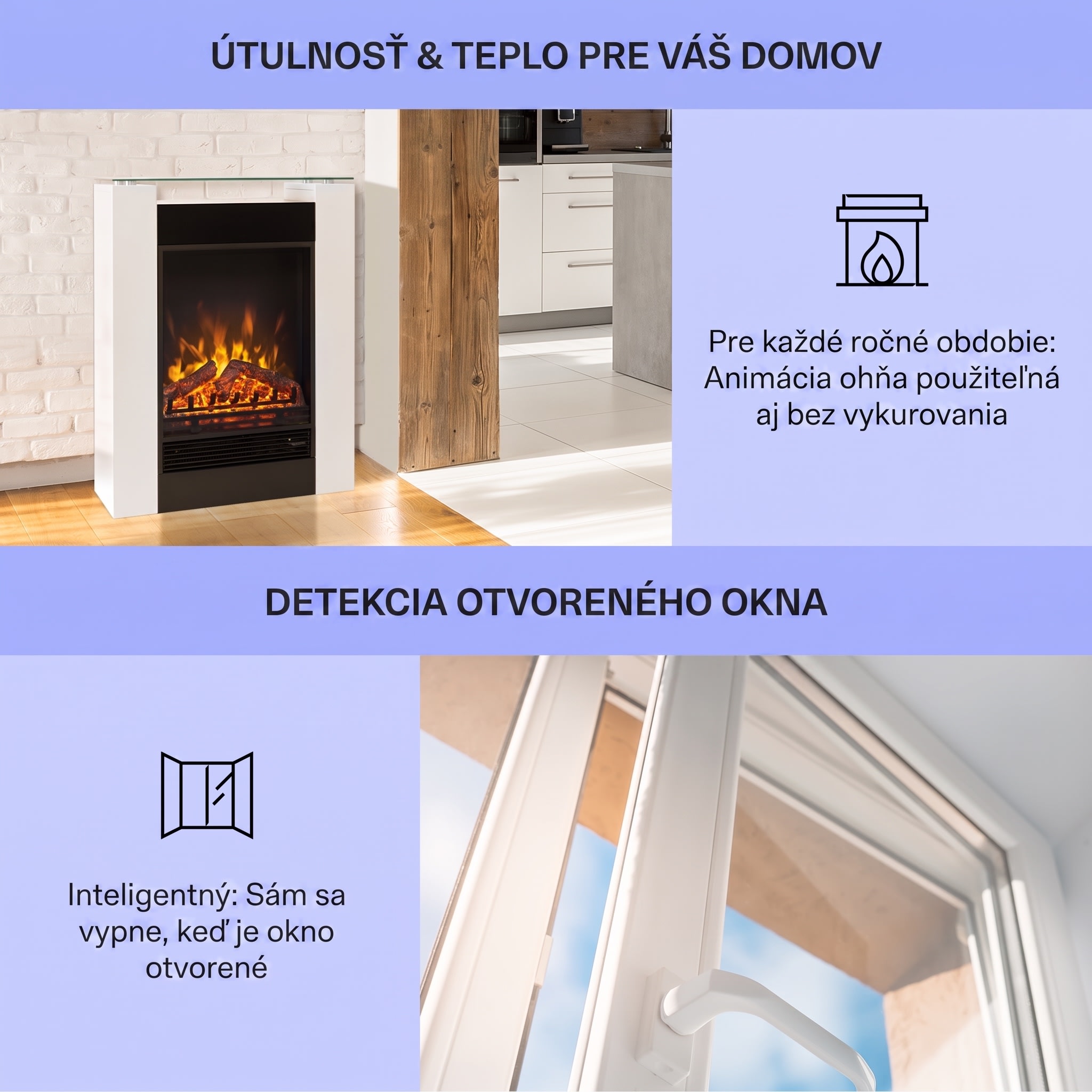 Klarstein Studio-5, elektrický krb, teplovzdušný ventilátor, 900/1800 W, diaľkové ovládanie, biely – Obrázok 3