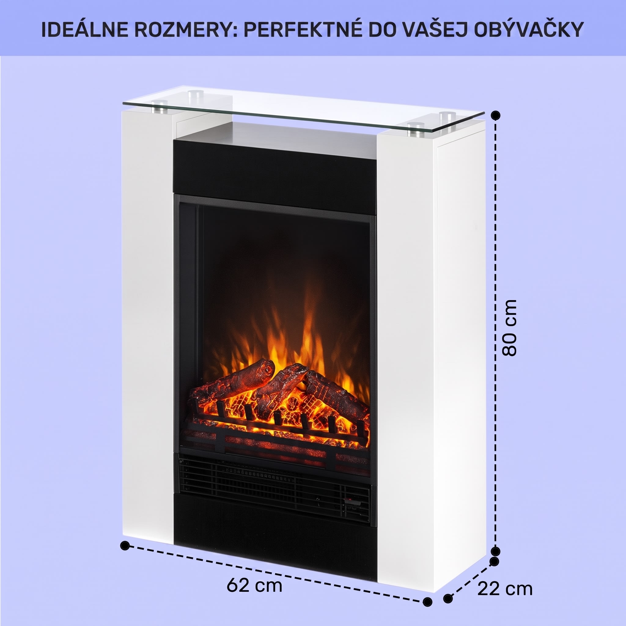 Klarstein Studio-5, elektrický krb, teplovzdušný ventilátor, 900/1800 W, diaľkové ovládanie, biely – Obrázok 4