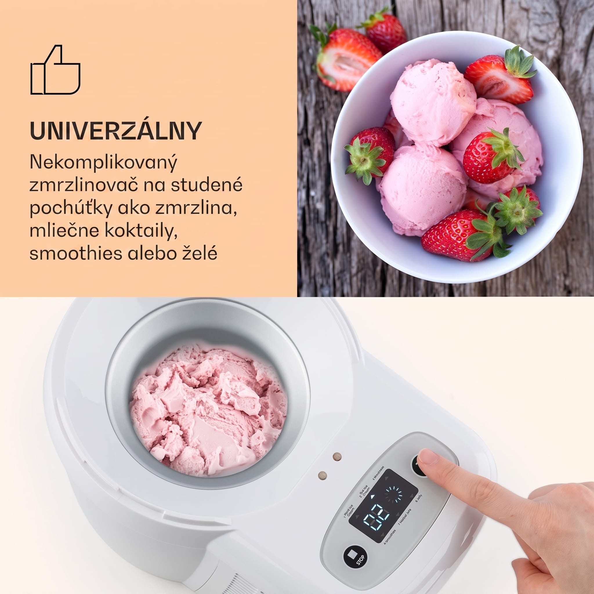 Klarstein Schneeflöckchen, zmrzlinovač, termoelektrický, 700 ml, tichý chod, biely – Obrázok 3