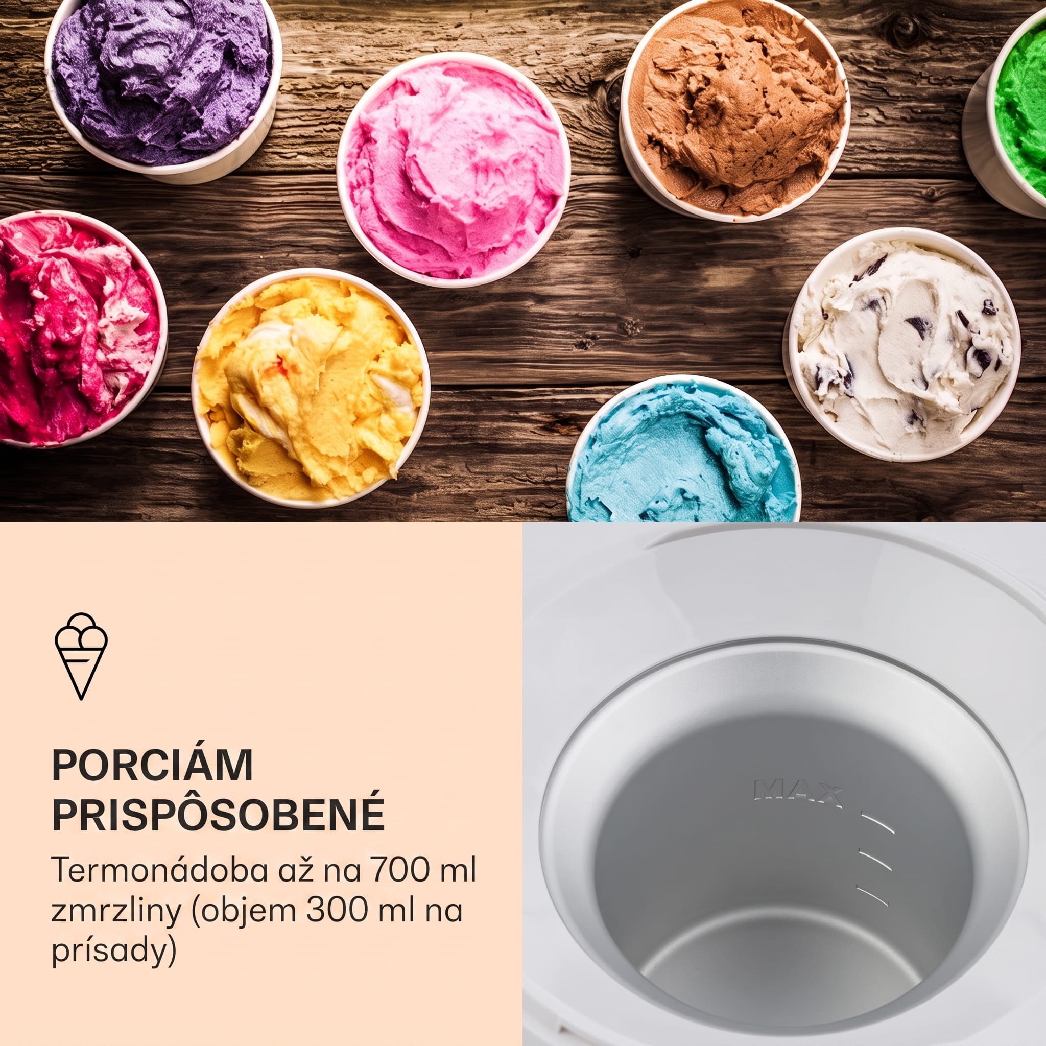 Klarstein Schneeflöckchen, zmrzlinovač, termoelektrický, 700 ml, tichý chod, biely – Obrázok 4