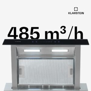 Klarstein Royal Flush Downdraft, digestor, 60 cm, výsuvný, 485 m³/h, nehrdzavejúca oceľ, čierny