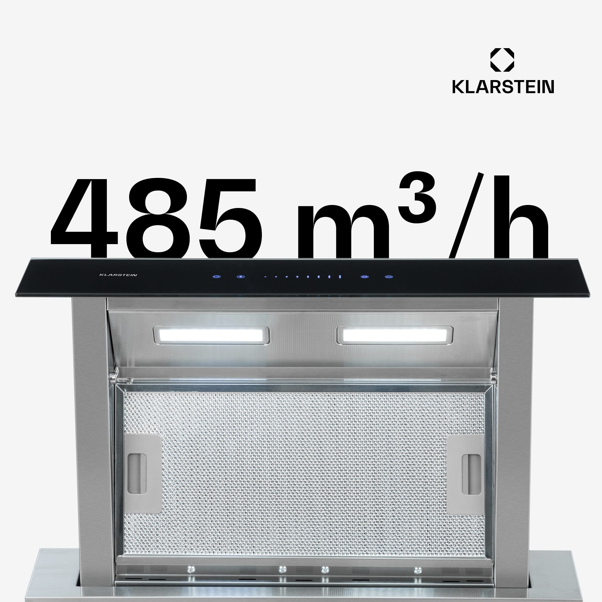 Klarstein Royal Flush Downdraft, digestor, 60 cm, výsuvný, 485 m³/h, nehrdzavejúca oceľ, čierny