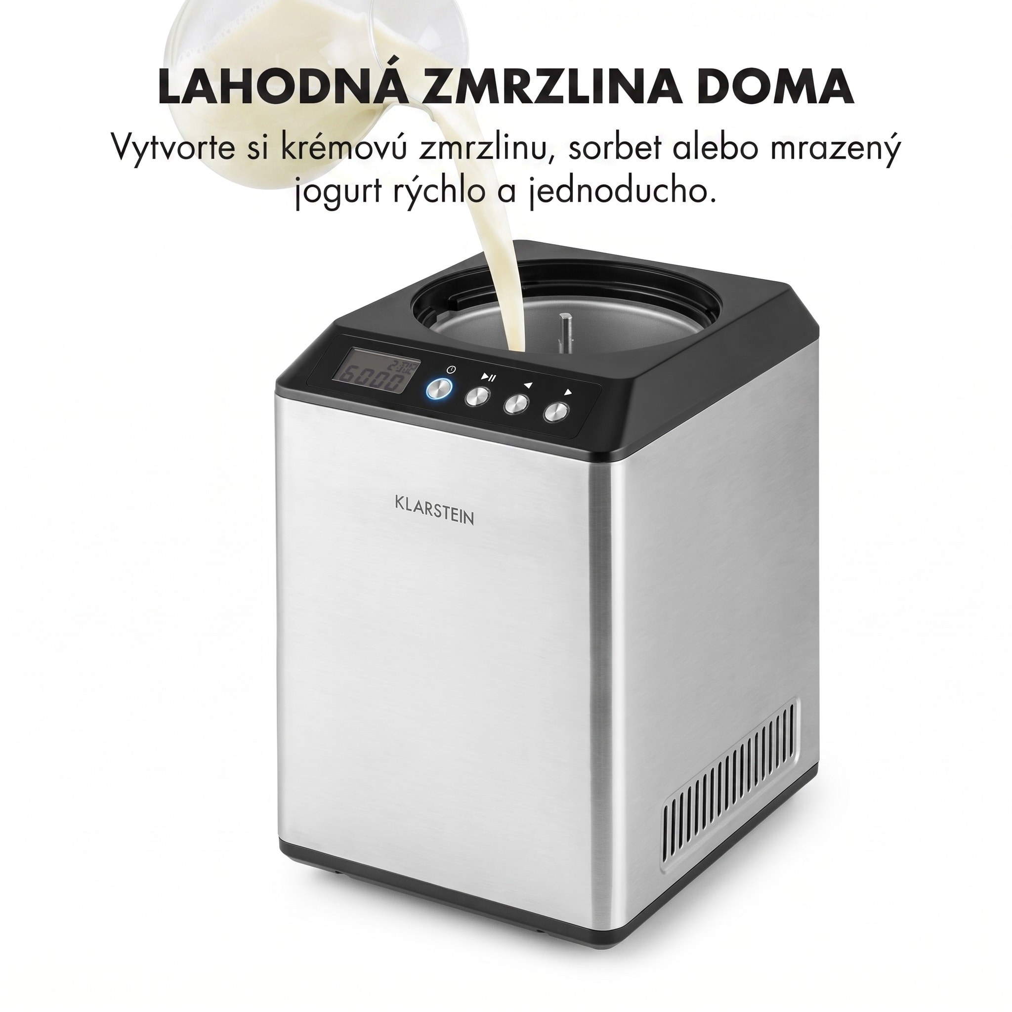 Klarstein Vanilly Sky Family, zmrzlinovač, výrobník zmrzliny a mrazeného jogurtu, 250 W, 2,5 l, strieborný – Obrázok 4