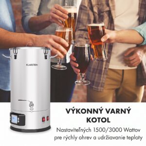 Klarstein Maischfest 25, sladový kotol, 5 dielov, 25 l, 1500/3000 W, dotykový LCD, nehrdzavejúca oceľ