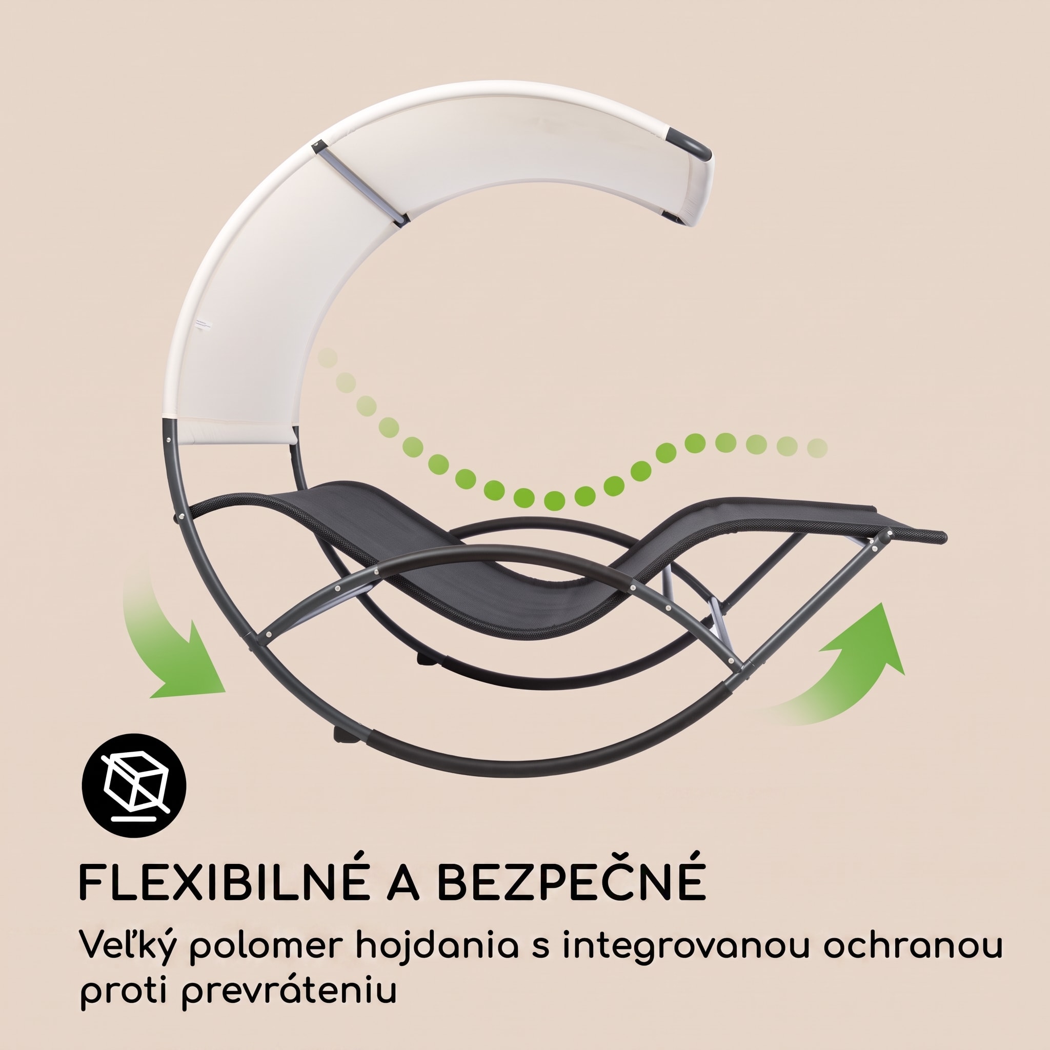 Blumfeldt The Big Easy hojdacia lehátko čierne, odolné voči poveternostným vplyvom, max. 350 kg, UV ochrana – Obrázok 2
