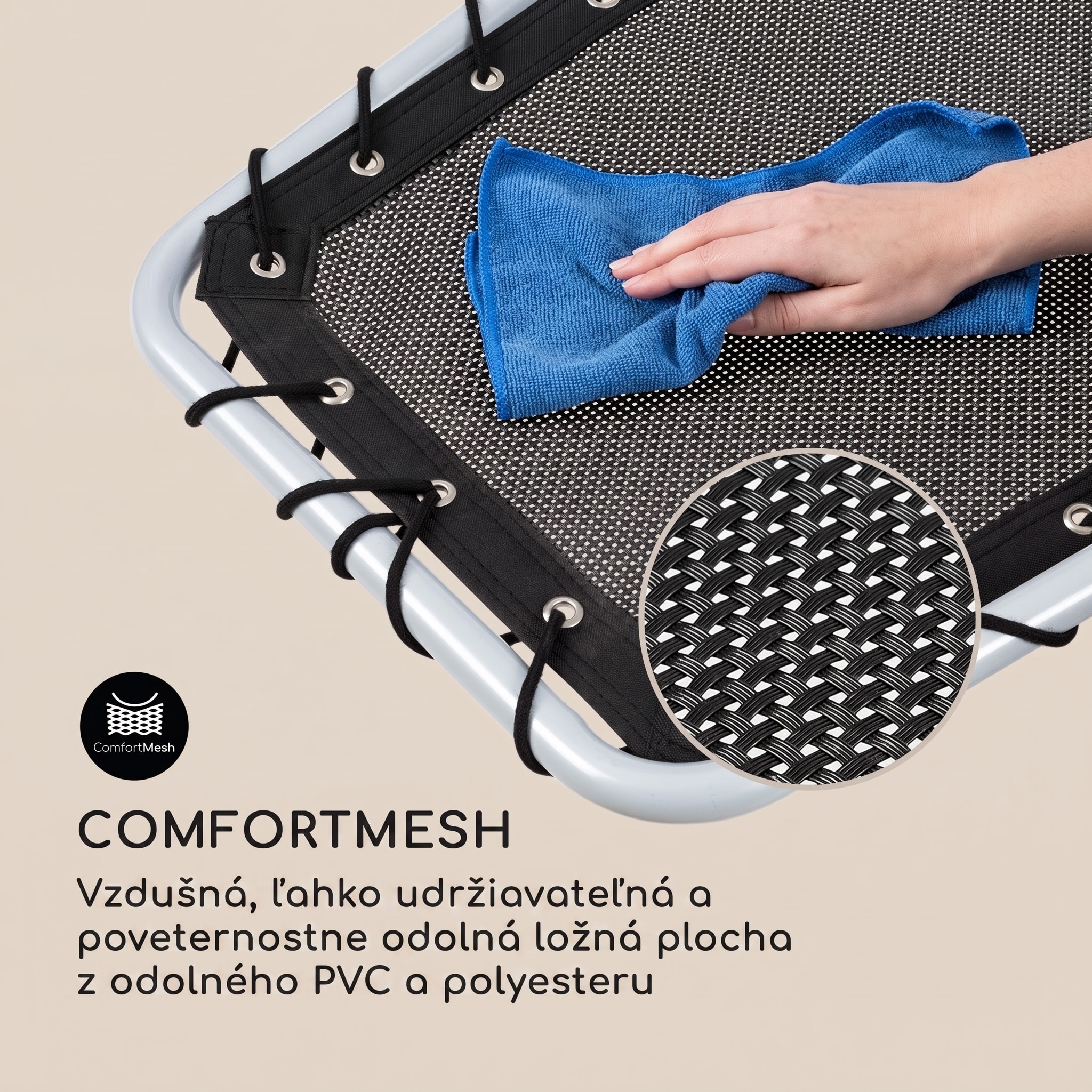 Blumfeldt Chiller Schwingliege 77x85x173cm 360 Comfort ComfortMesh čierna – Obrázok 5