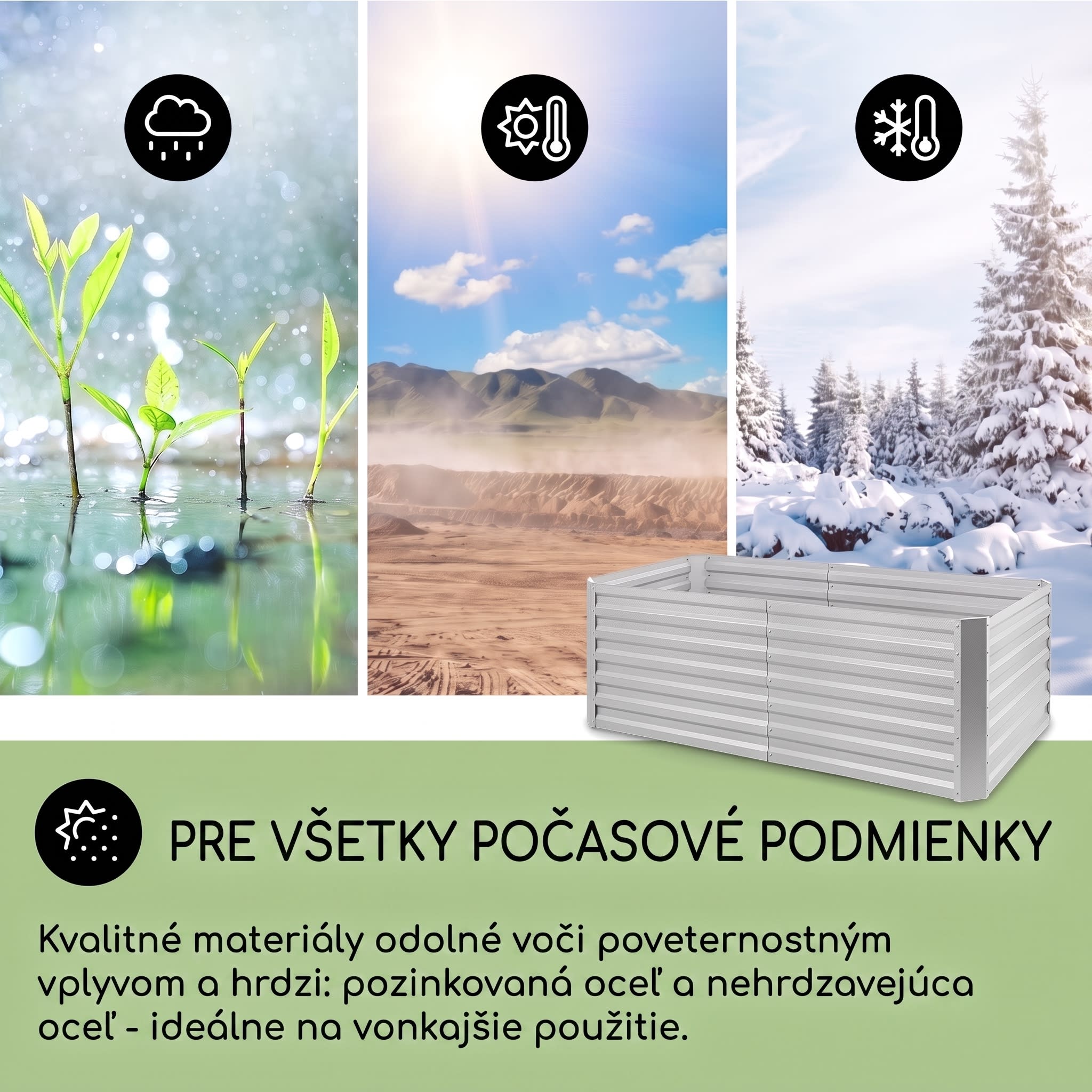Blumfeldt High Grow Straight, vyvýšený záhon, 180 x 60 x 90 cm, 970 l, oceľ, pozinkovaný, strieborný