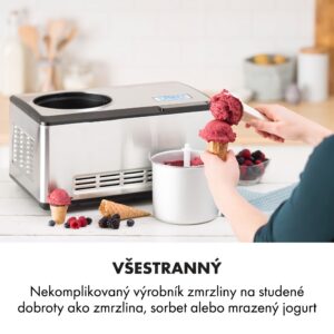 Klarstein Dolce Bacio, zmrzlinovač, kompresor, 2 l, LCD displej, dotykový panel, nehrdzavejúca oceľ