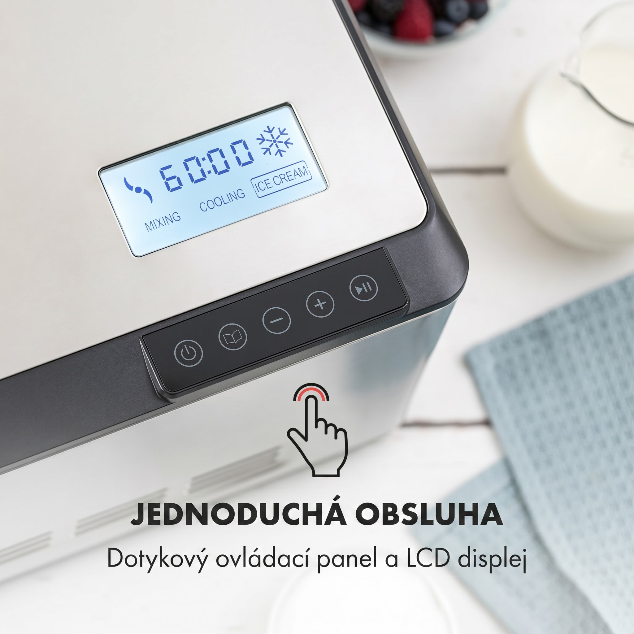 Klarstein Dolce Bacio, zmrzlinovač, kompresor, 2 l, LCD displej, dotykový panel, nehrdzavejúca oceľ – Obrázok 5