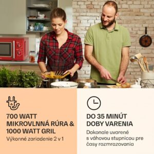 Klarstein Caroline, mikrovlnná rúra, 20 l, 700/1000 W, Ø 25,5 cm, QuickSelect, retro, červená