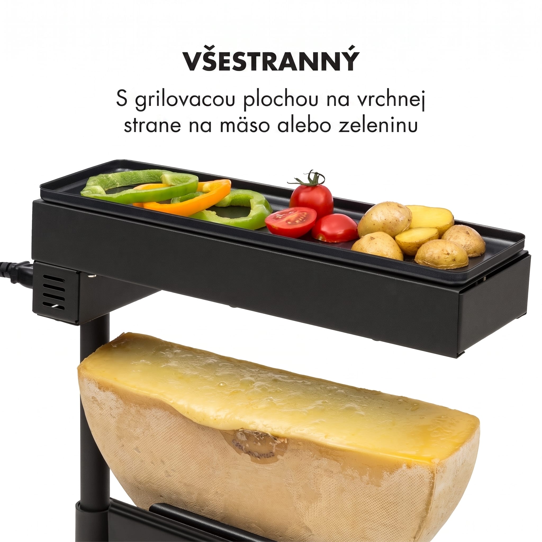 Klarstein Appenzell Peak, raclette gril, 1000 W, termostatový prepínač, čierny – Obrázok 3