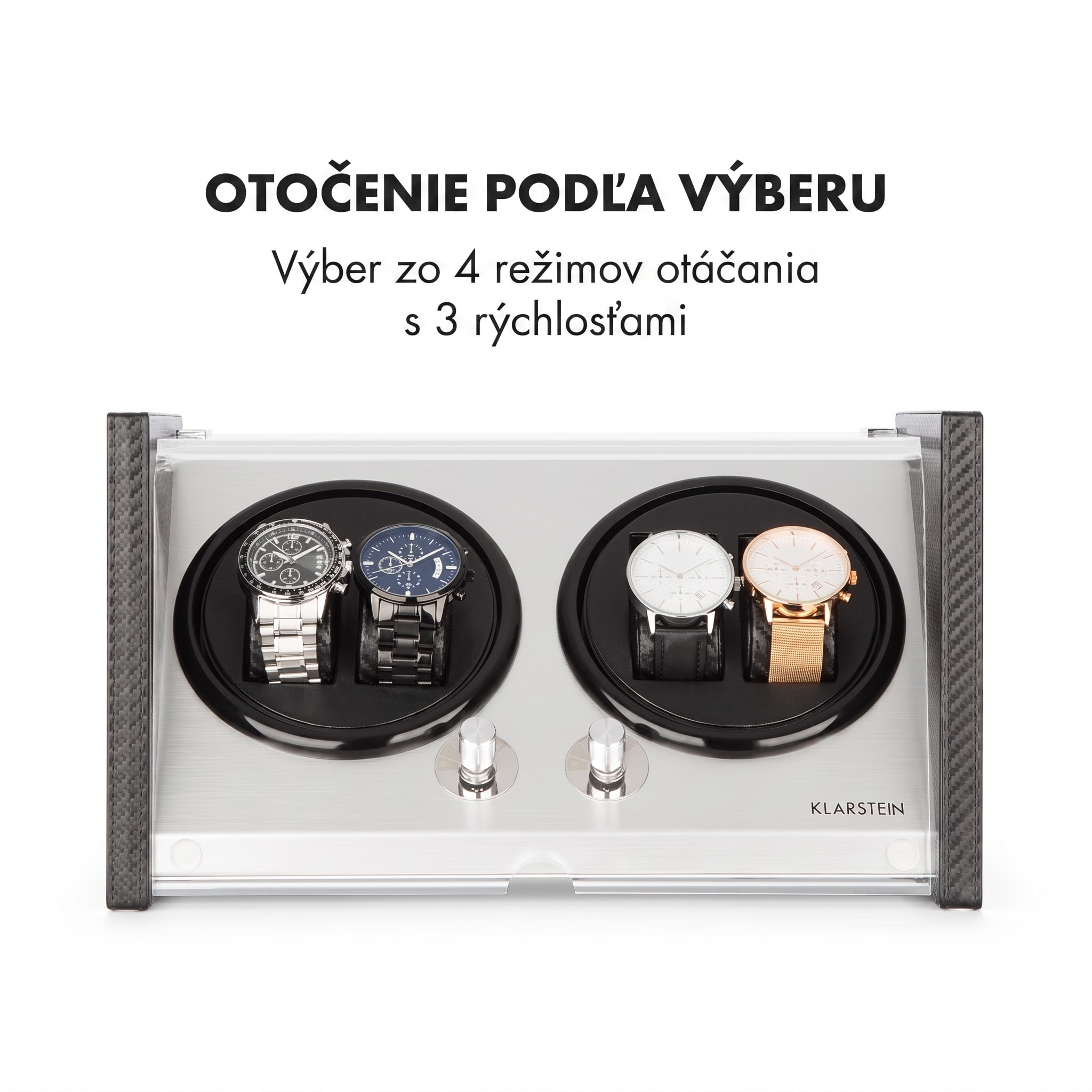 Klarstein Tokyo 4, naťahovač na hodinky, 4 hodiniek, 3 rýchlosti, 4 režimy, čierny – Obrázok 3