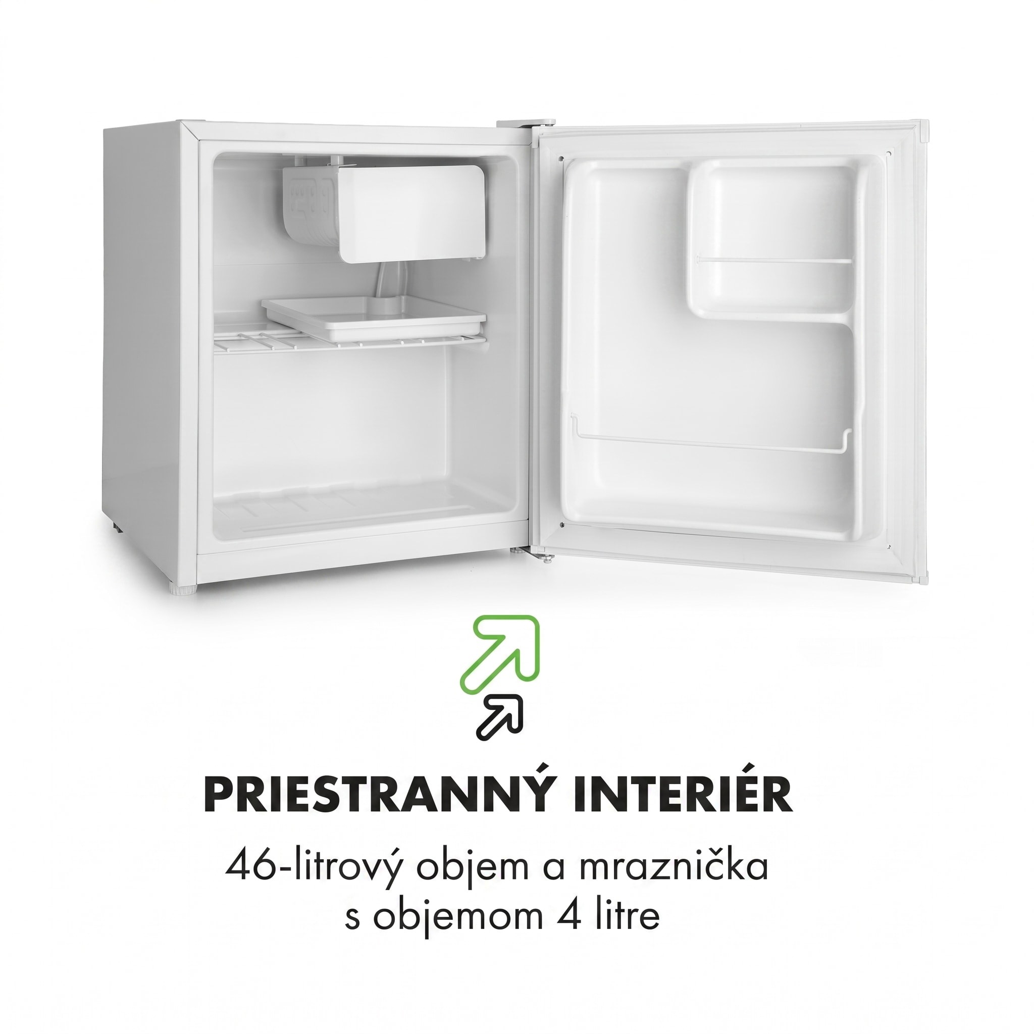 Klarstein Snoopy Eco, mini chladnička, mraziaci priečinok, 41 l, energet. trieda F, 39 dB, čierna – Obrázok 2