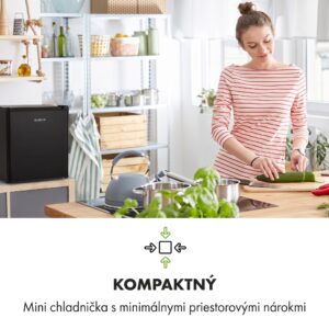 Klarstein Snoopy Eco, mini chladnička, mraziaci priečinok, 41 l, energet. trieda F, 39 dB, čierna