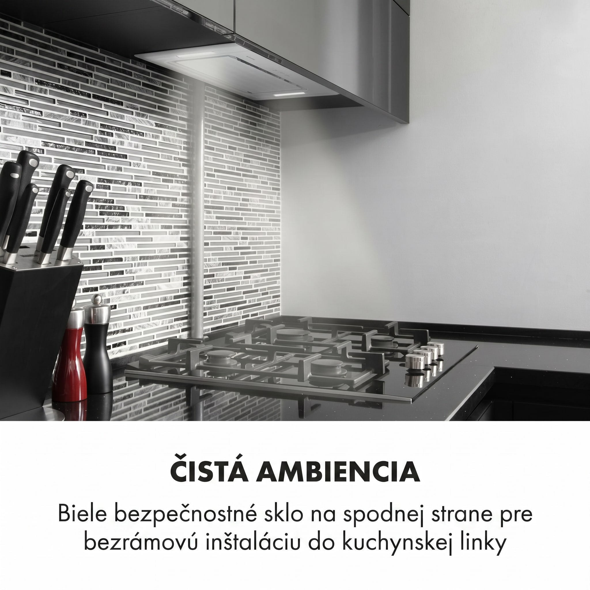 Klarstein Hektor, digestor, 52 cm, vstavaný, 467 m³/h, LED, dotykové ovládanie, sklo, biely