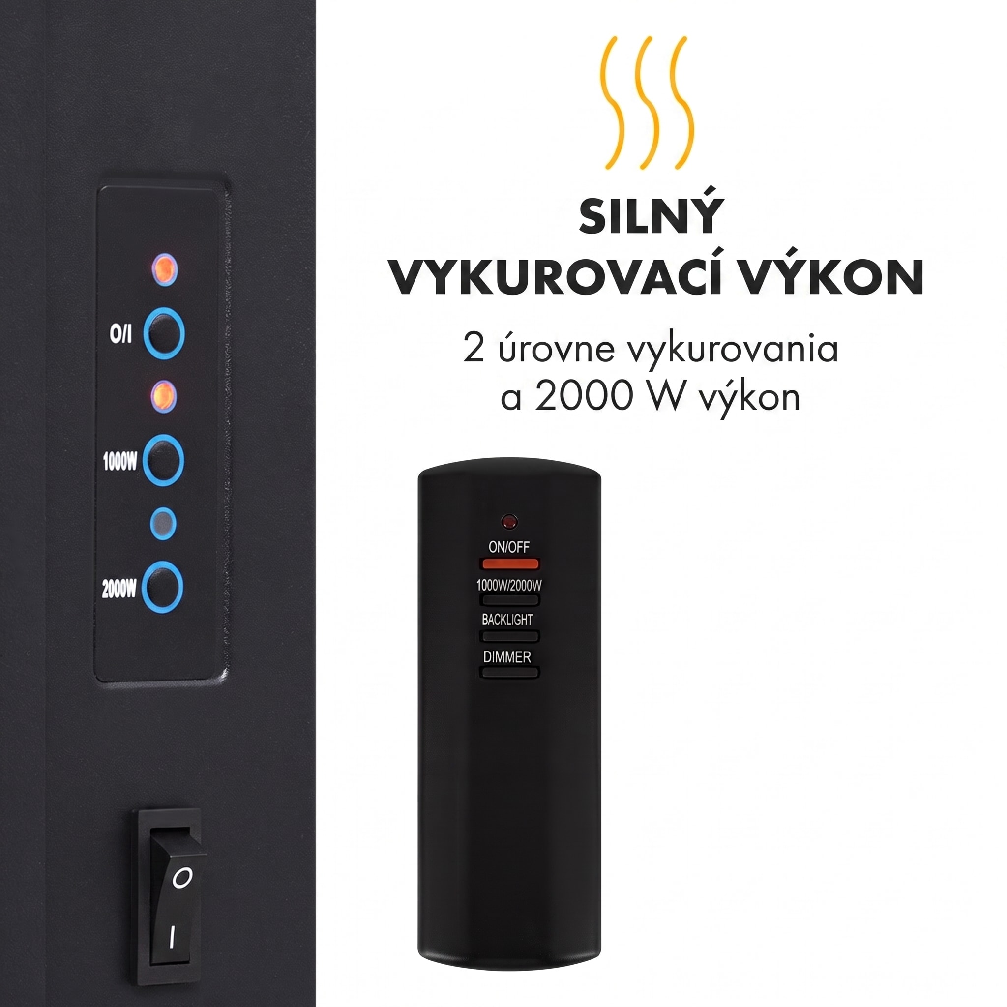 Klarstein Lausanne Vertical elektrický krb 1000 alebo 2000W s ohňovou ilúziou – Obrázok 3