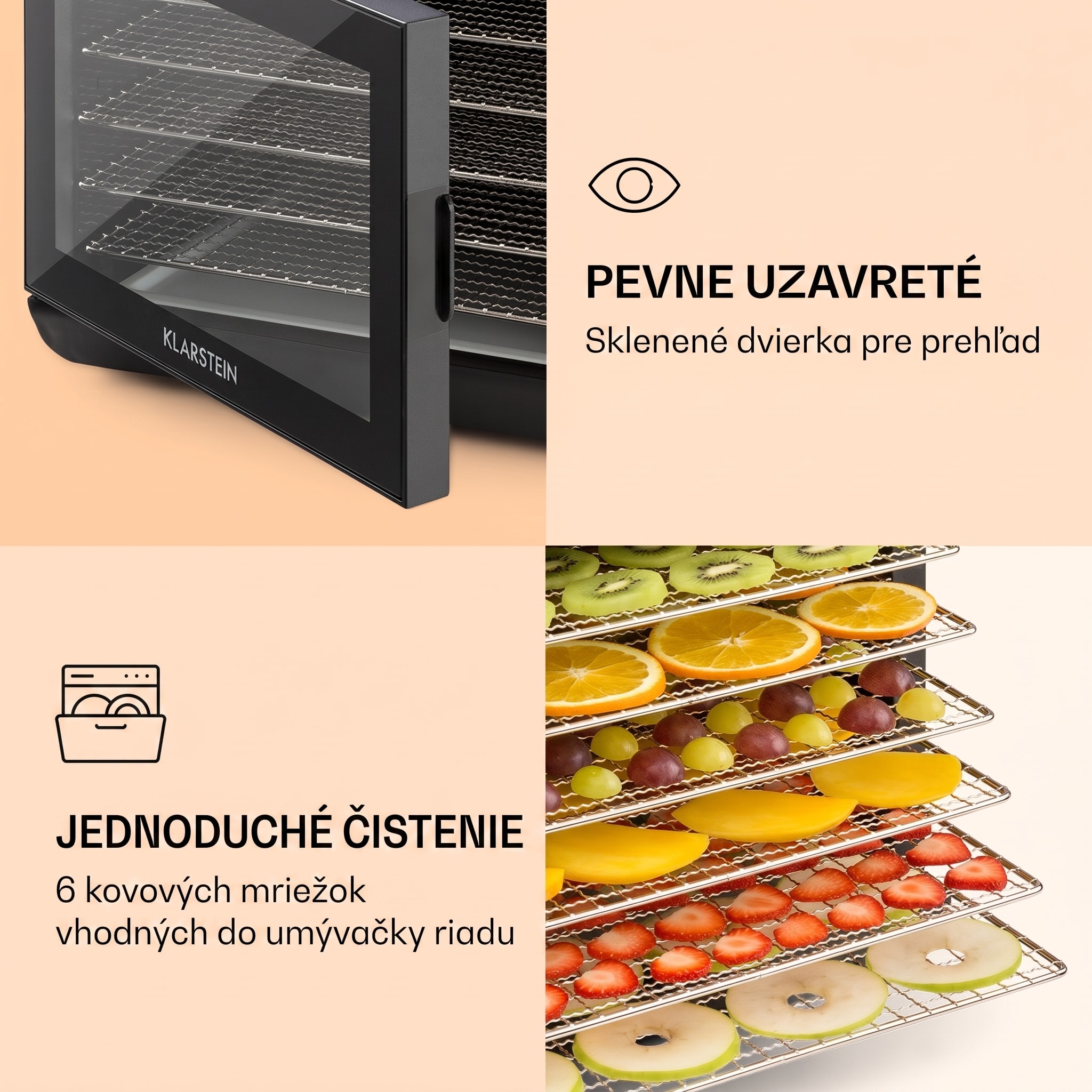 Klarstein Arizona Jerky sušička 500W 35-70°C digitálny dotykový displej – Obrázok 2