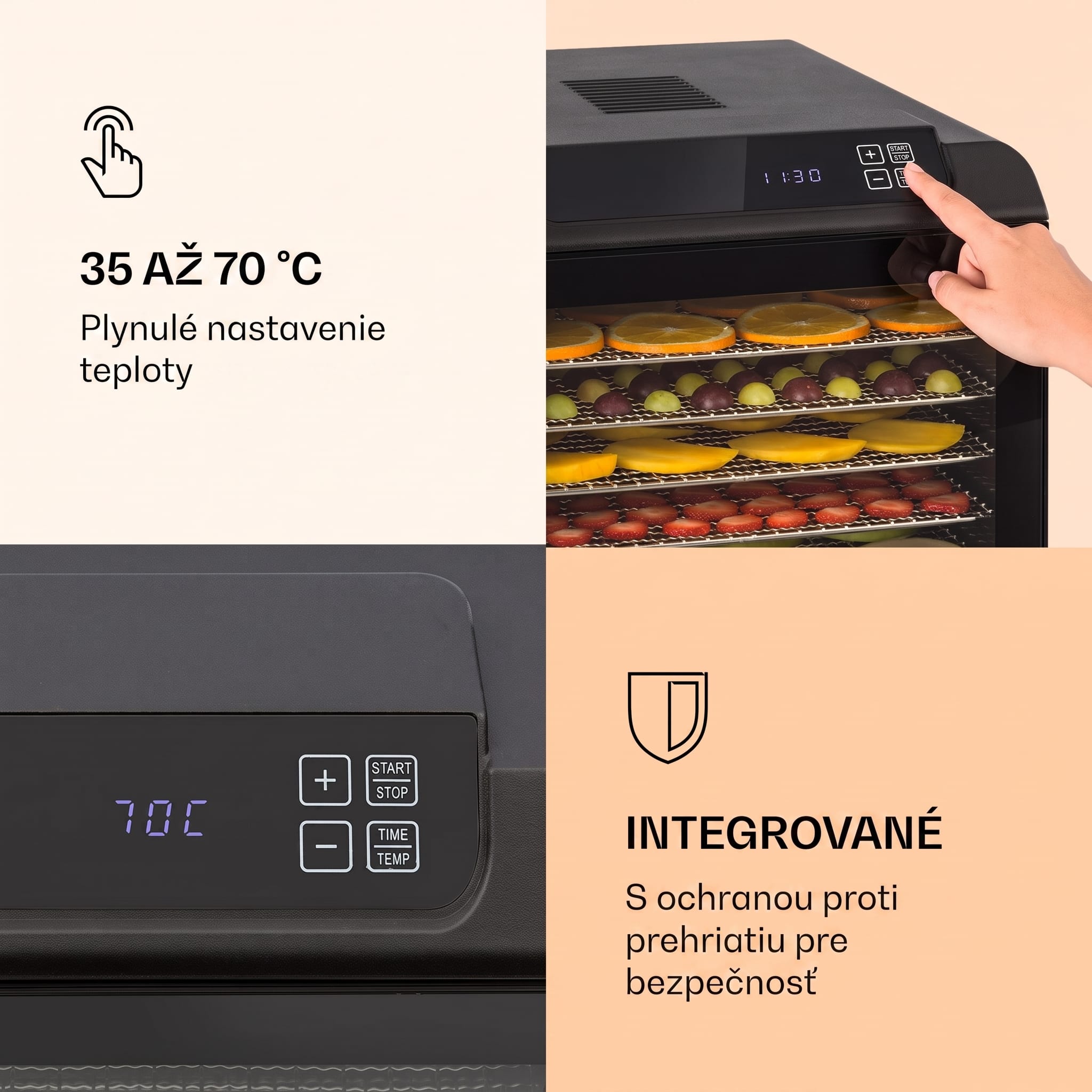 Klarstein Arizona Jerky sušička 500W 35-70°C digitálny dotykový displej – Obrázok 3
