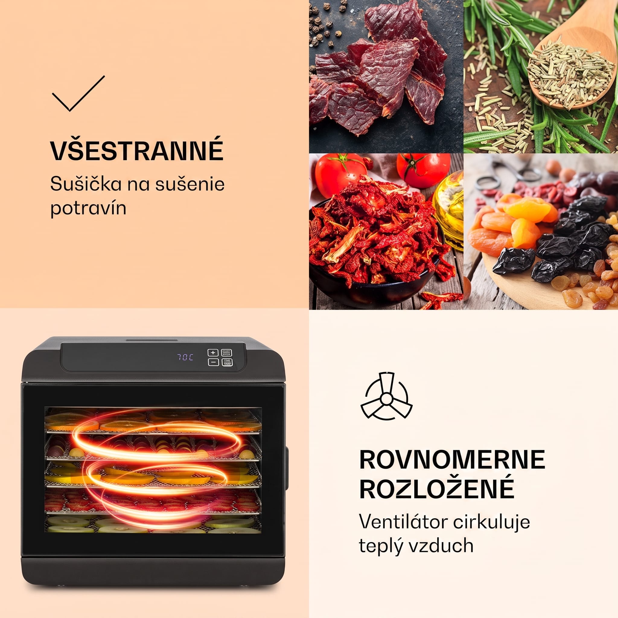 Klarstein Arizona Jerky sušička 500W 35-70°C digitálny dotykový displej – Obrázok 4