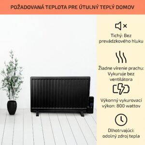 OneConcept Wallander, olejový radiátor, 800 W, termostat, olejové vyhrievanie, ultra plochý dizajn, čierny