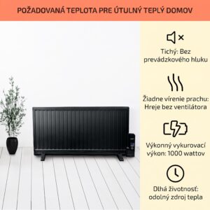 OneConcept Wallander, olejový radiátor, 1000 W, termostat, olejové vyhrievanie, plochý dizajn, čierny