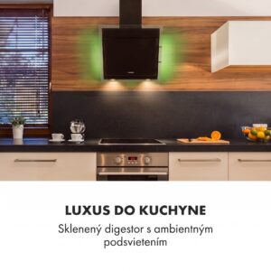 Klarstein Mirage 60, digestor, 60 cm, nástenný, 671 m³/h, A++, dotykový panel, čierny