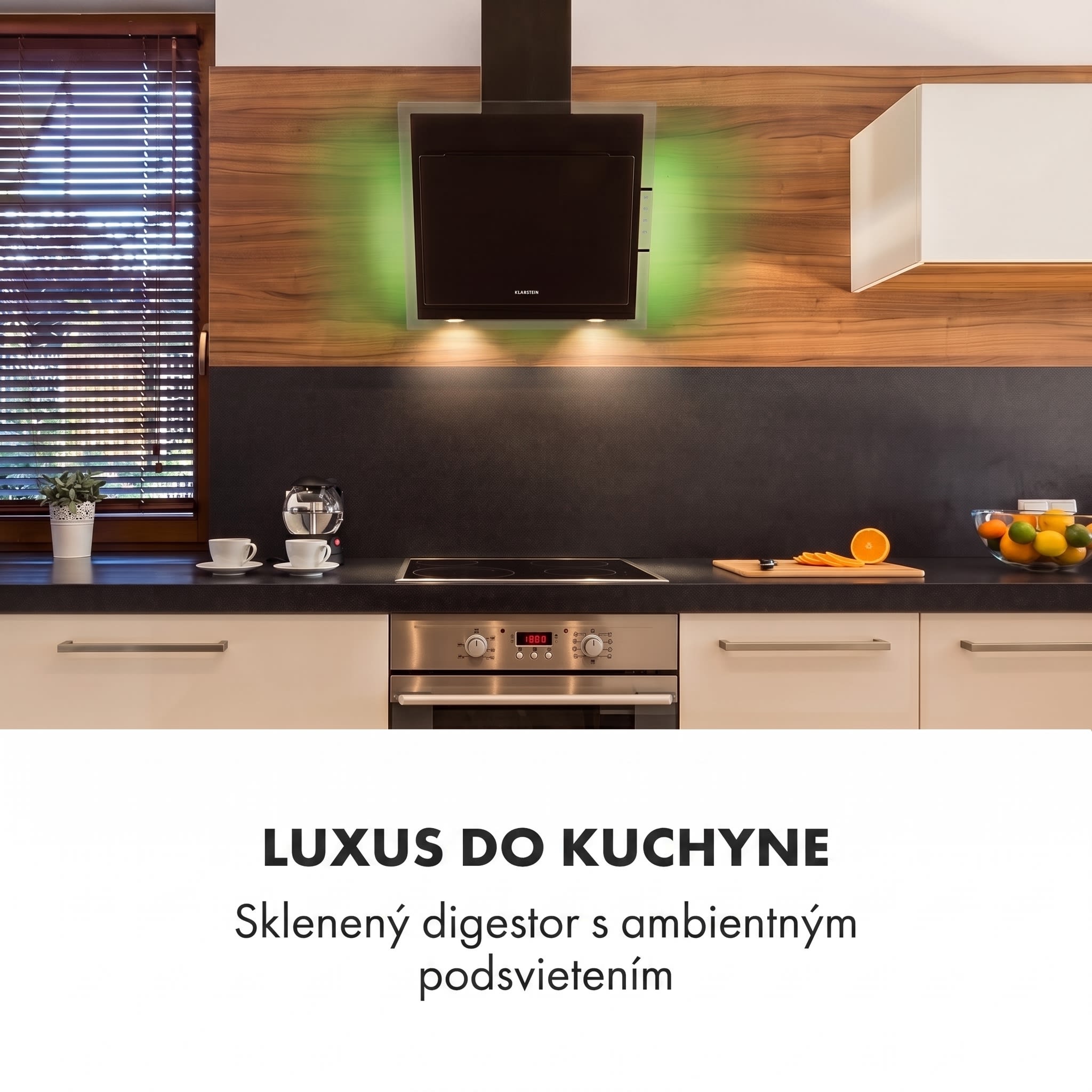 Klarstein Mirage 60, digestor, 60 cm, nástenný, 671 m³/h, A++, dotykový panel, čierny