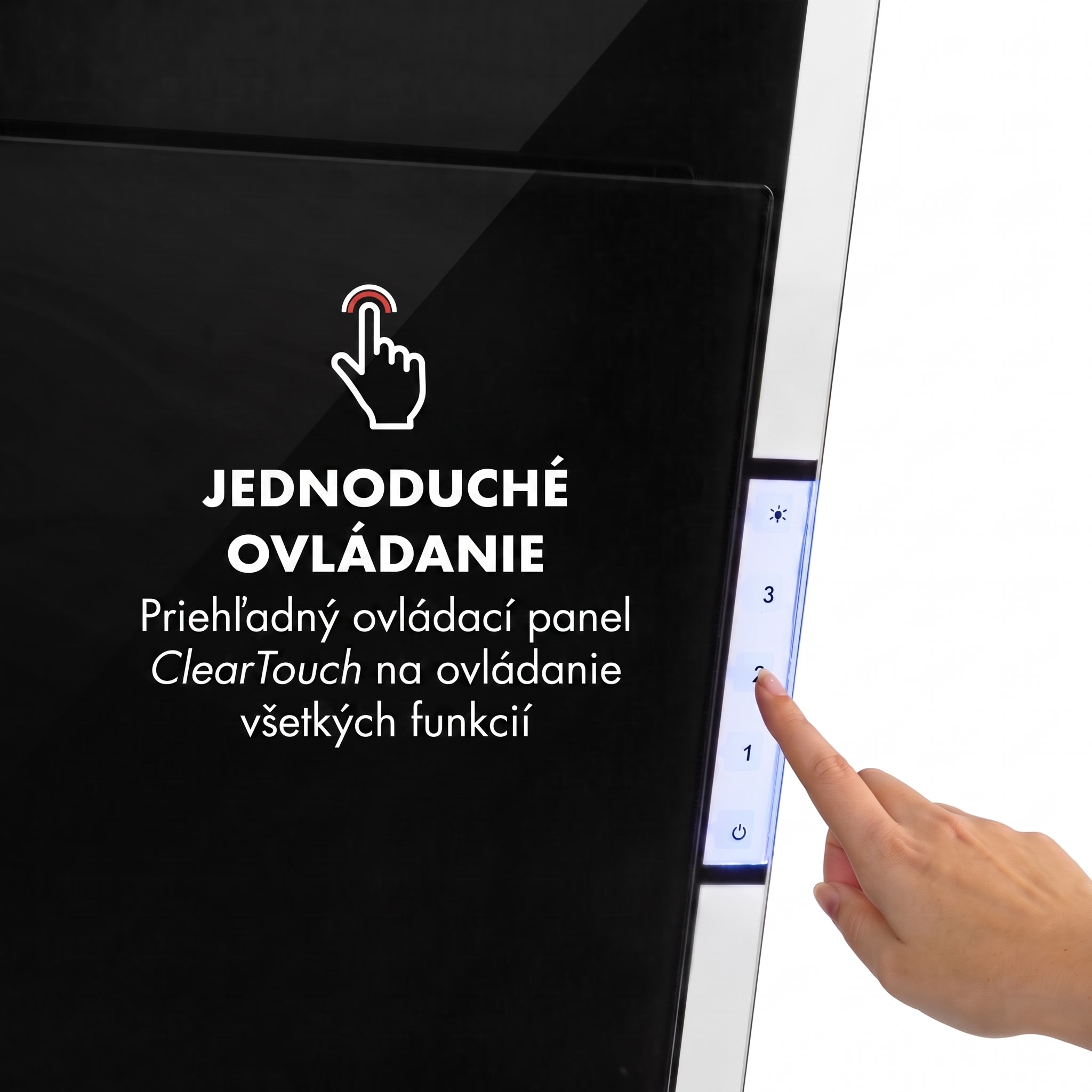 Klarstein Mirage 60, digestor, 60 cm, nástenný, 671 m³/h, A++, dotykový panel, čierny – Obrázok 3