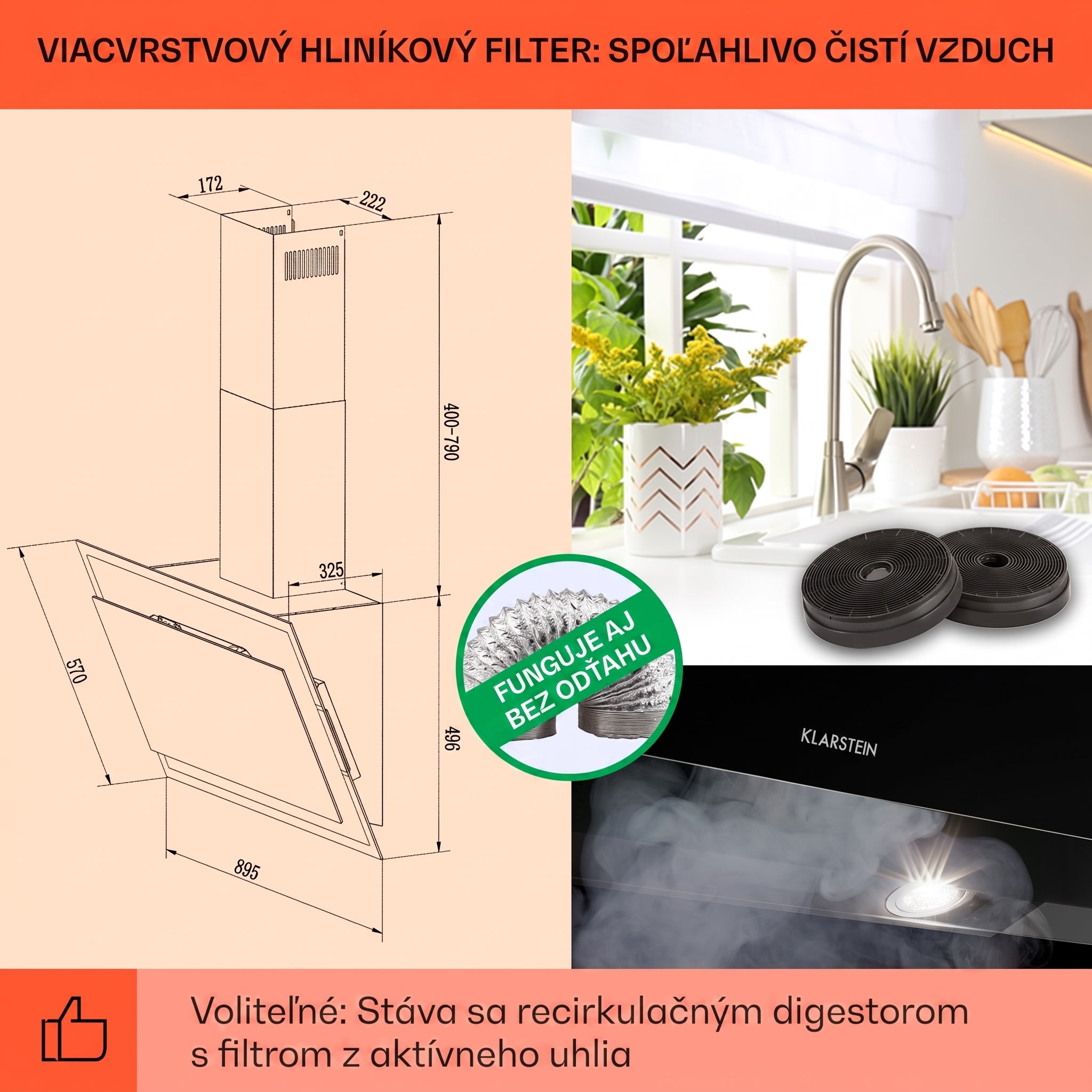 Klarstein Mirage 90, digestor, 90 cm, nástenný, 602 m³/h, A++, dotykový panel, RGB svetlo, čierny – Obrázok 4