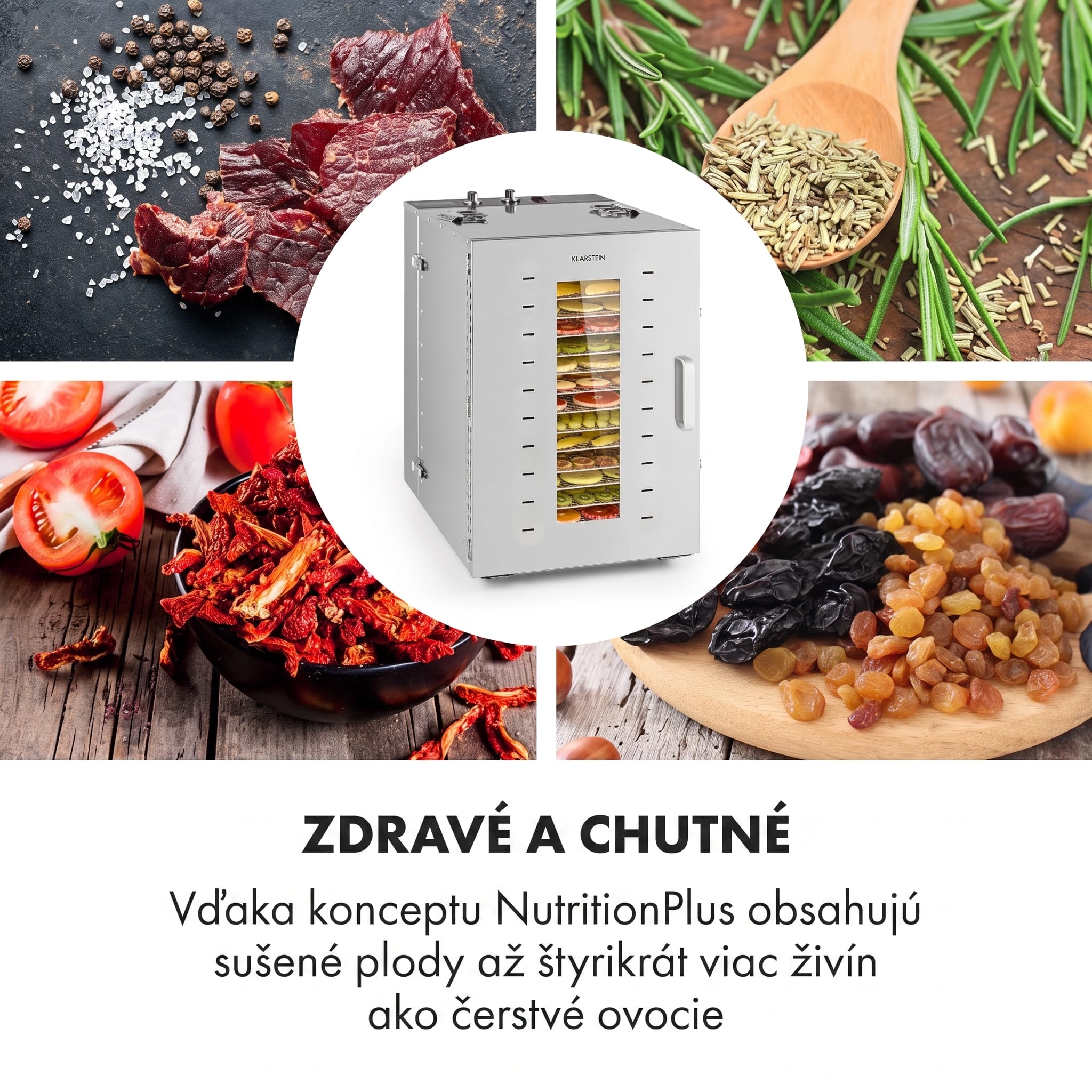 Klarstein Master Jerky 16 sušička potravín 1500W 40-90 °C 15h časovač nerezová oceľ – Obrázok 4