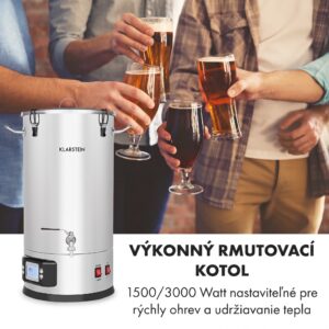 Klarstein Maischfest 30, sladový kotol, 5 dielov, 30 l, 1500/3000 W, dotykový LCD, nehrdzavejúca oceľ