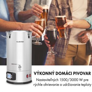 Klarstein Maischfest 35, sladový kotol, 5 dielov, 35 l, 1500/3000 W, dotykový LCD, nehrdzavejúca oceľ