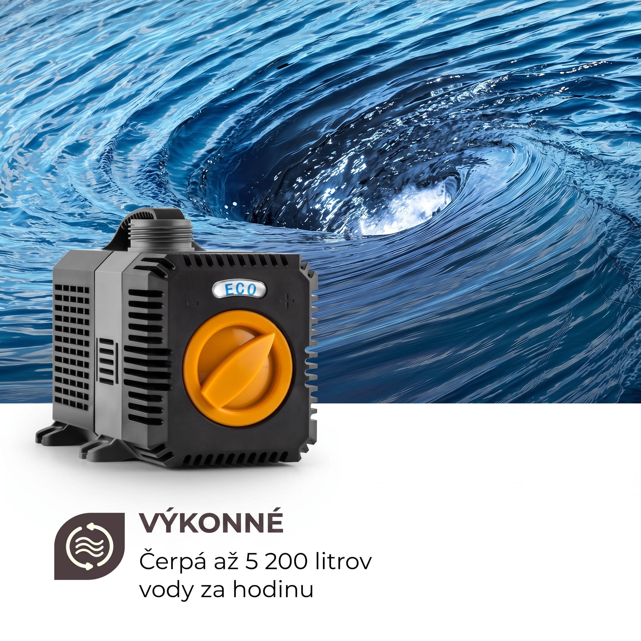 Waldbeck Lagoon 5200 jazierková pumpa 5 200 l/h EcoSave: 40 W, výtlak 4,8 m – Obrázok 3