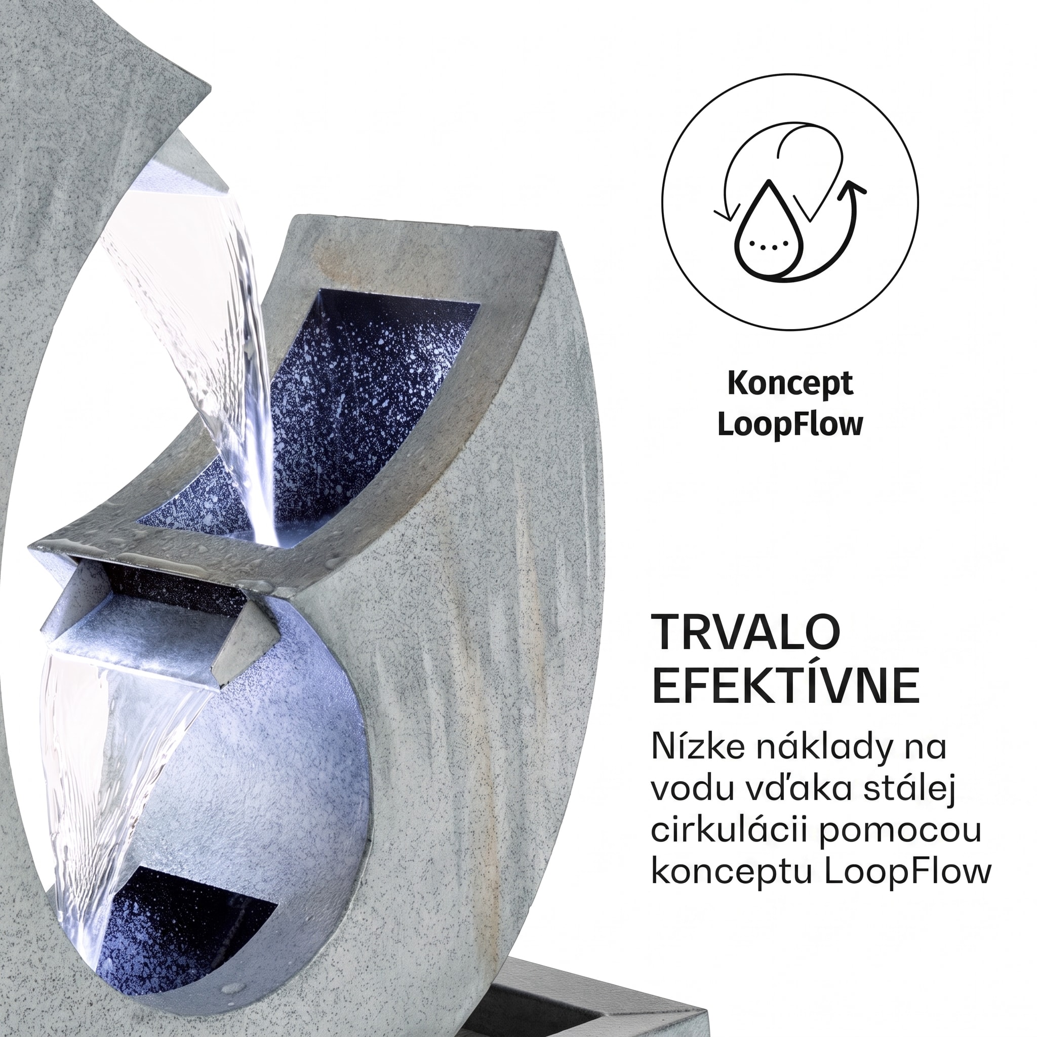 Blumfeldt Trumpet Flow, záhradná fontána, 8 W, pozinkovaný kov, LEDky – Obrázok 3