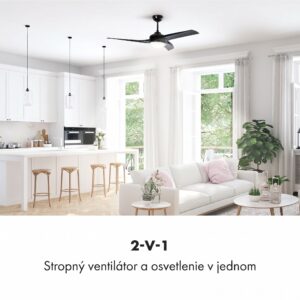 Klarstein Figo, stropný ventilátor, 52" (132 cm) Ø, výkon: 55 W, čierny