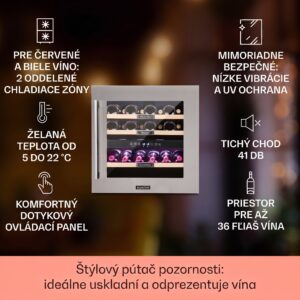 Klarstein Vinsider 36, vinotéka, 94 l, 5-22°C, 2 zóny, nehrdzavejúca oceľ