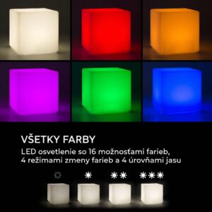 Blumfeldt Shinecube XL svietiaci kocka 40x40x40 cm 16-farebné LED 4 svetelné režimy biela